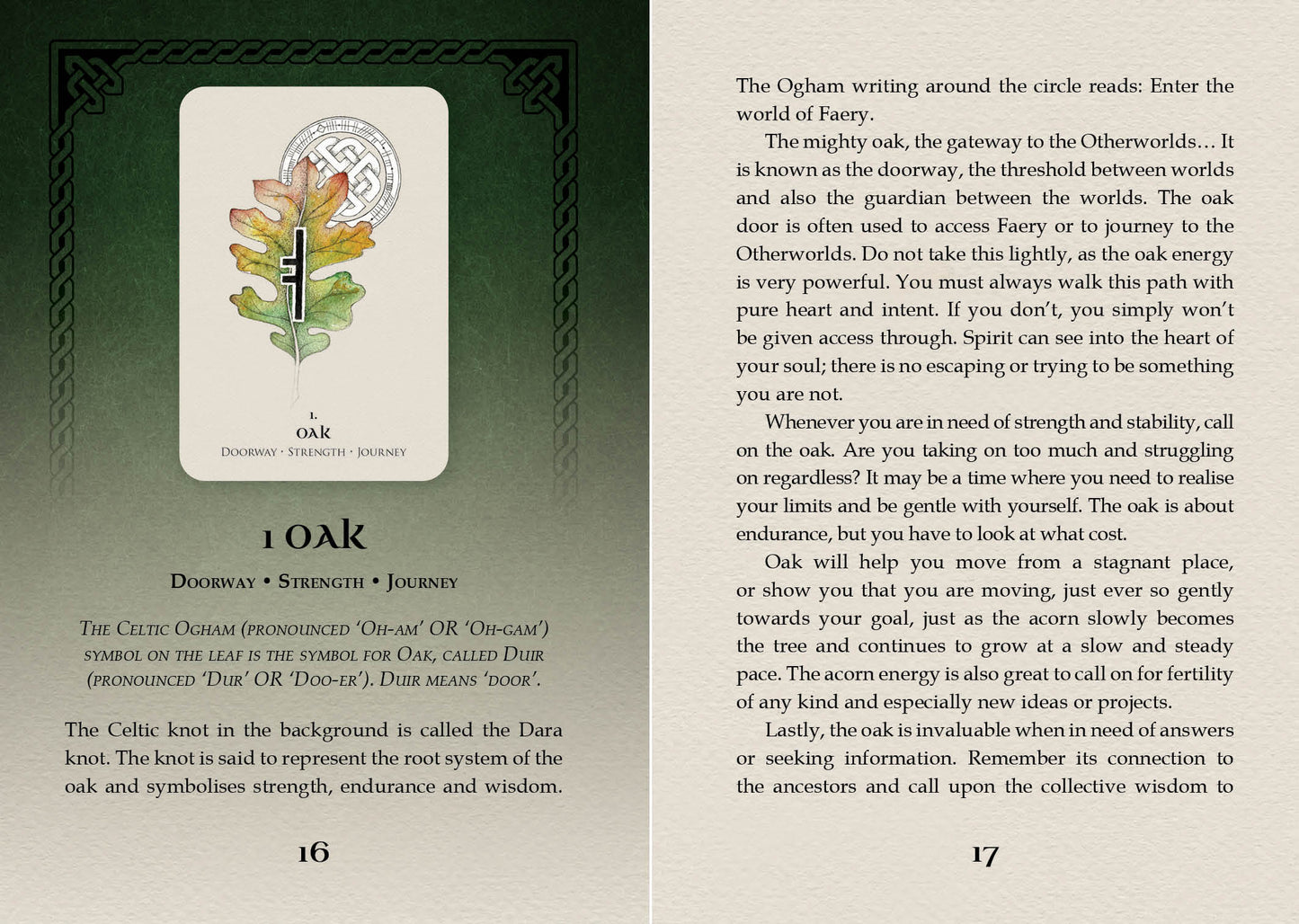 Card with an illustration of a tree and text on a green background