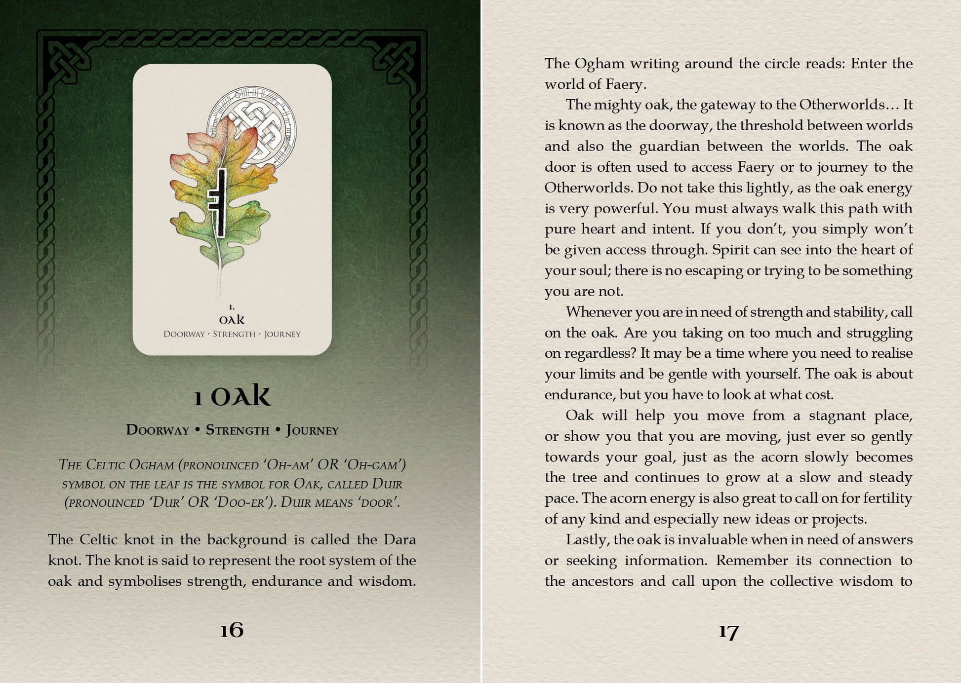 Card with an illustration of a tree and text on a green background
