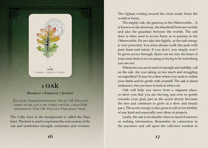 Card with an illustration of a tree and text on a green background