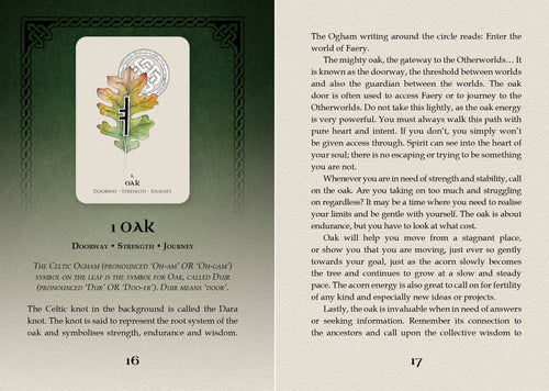 Card with an illustration of a tree and text on a green background