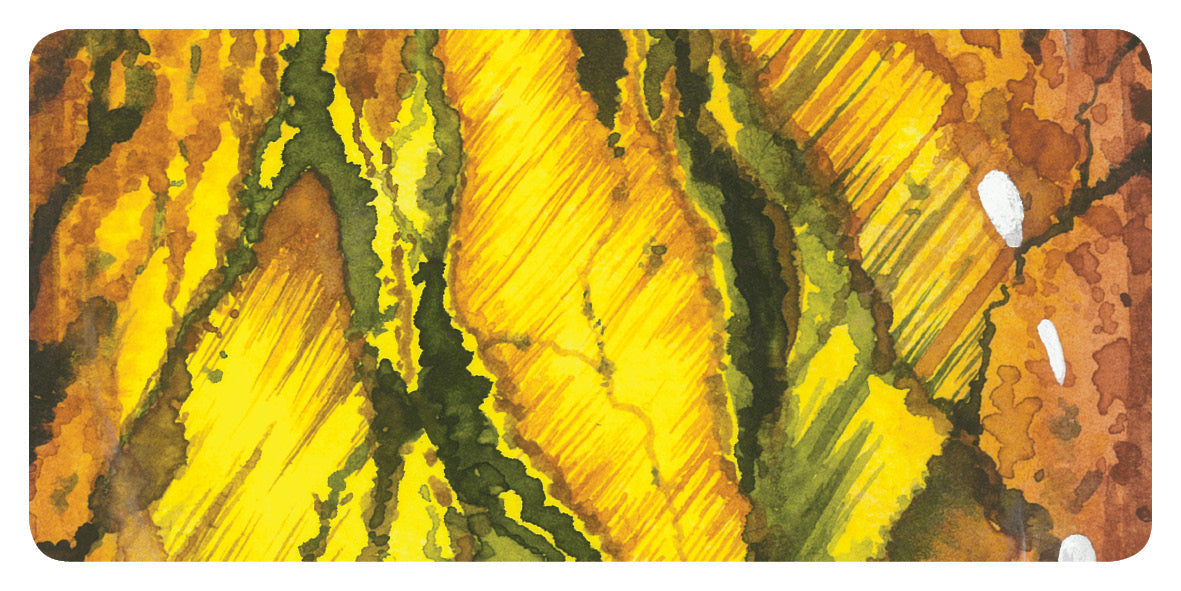 Color swatch with a pattern of yellow, green, and brown colors.