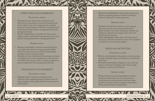 Two pages from a book or document with text and decorative patterns on a gray background.