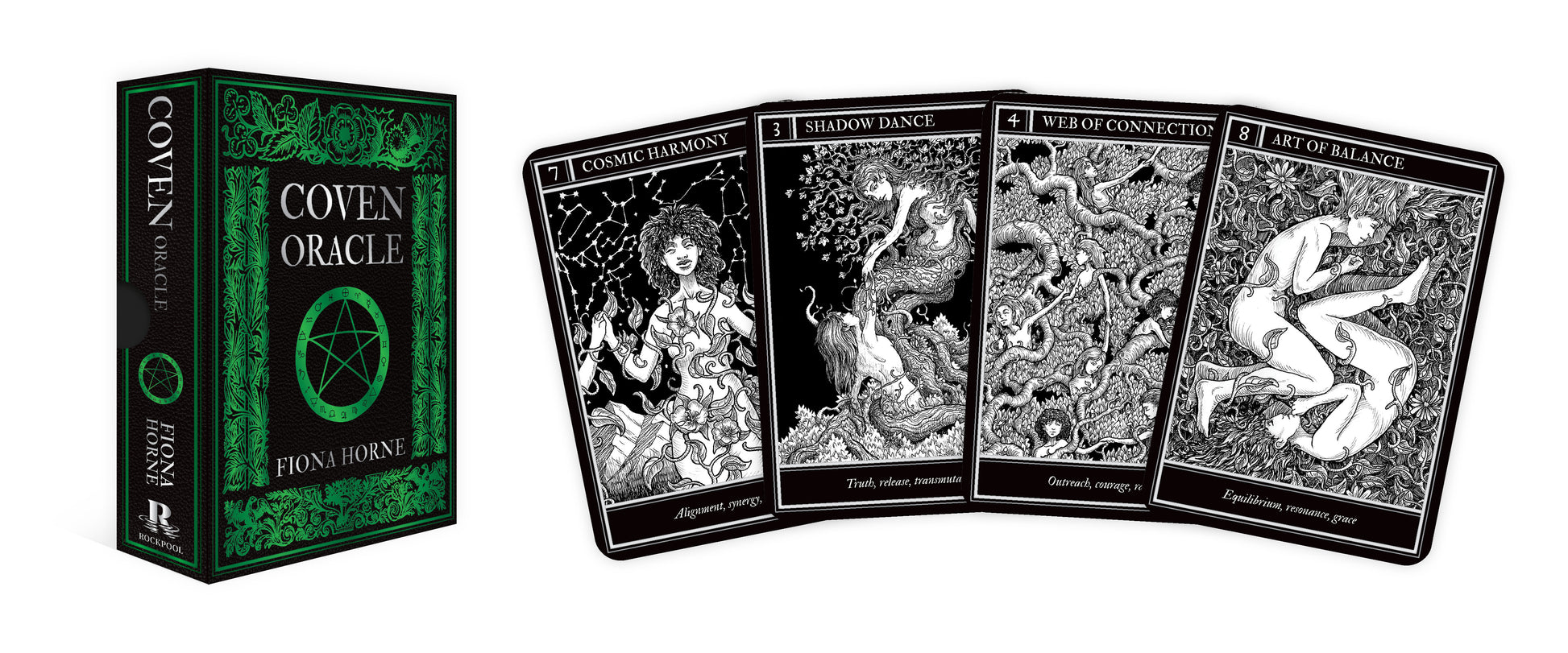 Coven Oracle card set with green box on a white background