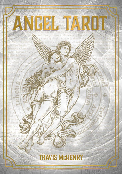 Cover of 'Angel Tarot' by Travis McHenry featuring an angel illustration on a textured background.