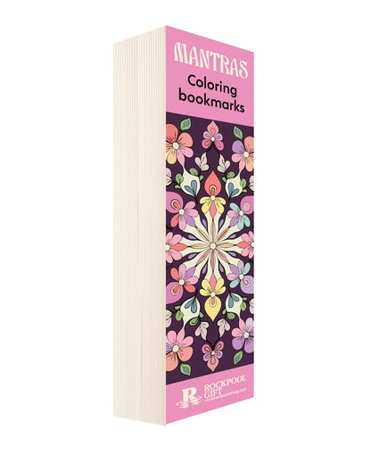 Pack of coloring bookmarks with floral designs on a white background