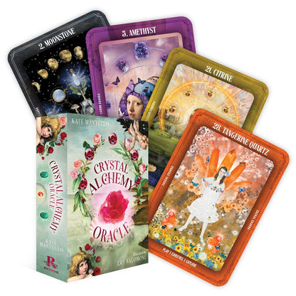 Crystal Alchemy Oracle cards on a white background