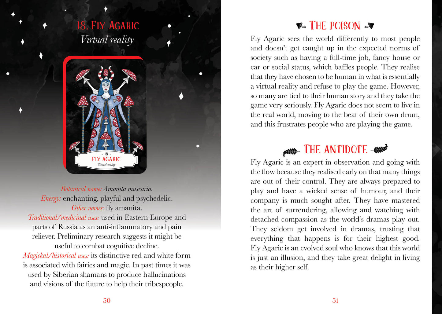 Card from a tarot deck with detailed artwork and text on a dark background