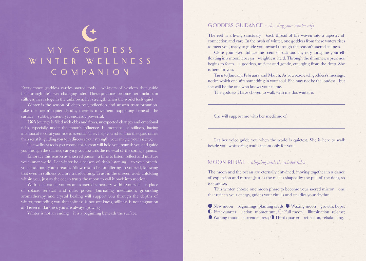 Diary page exert titled My Goddess Winter Wellness Companion 