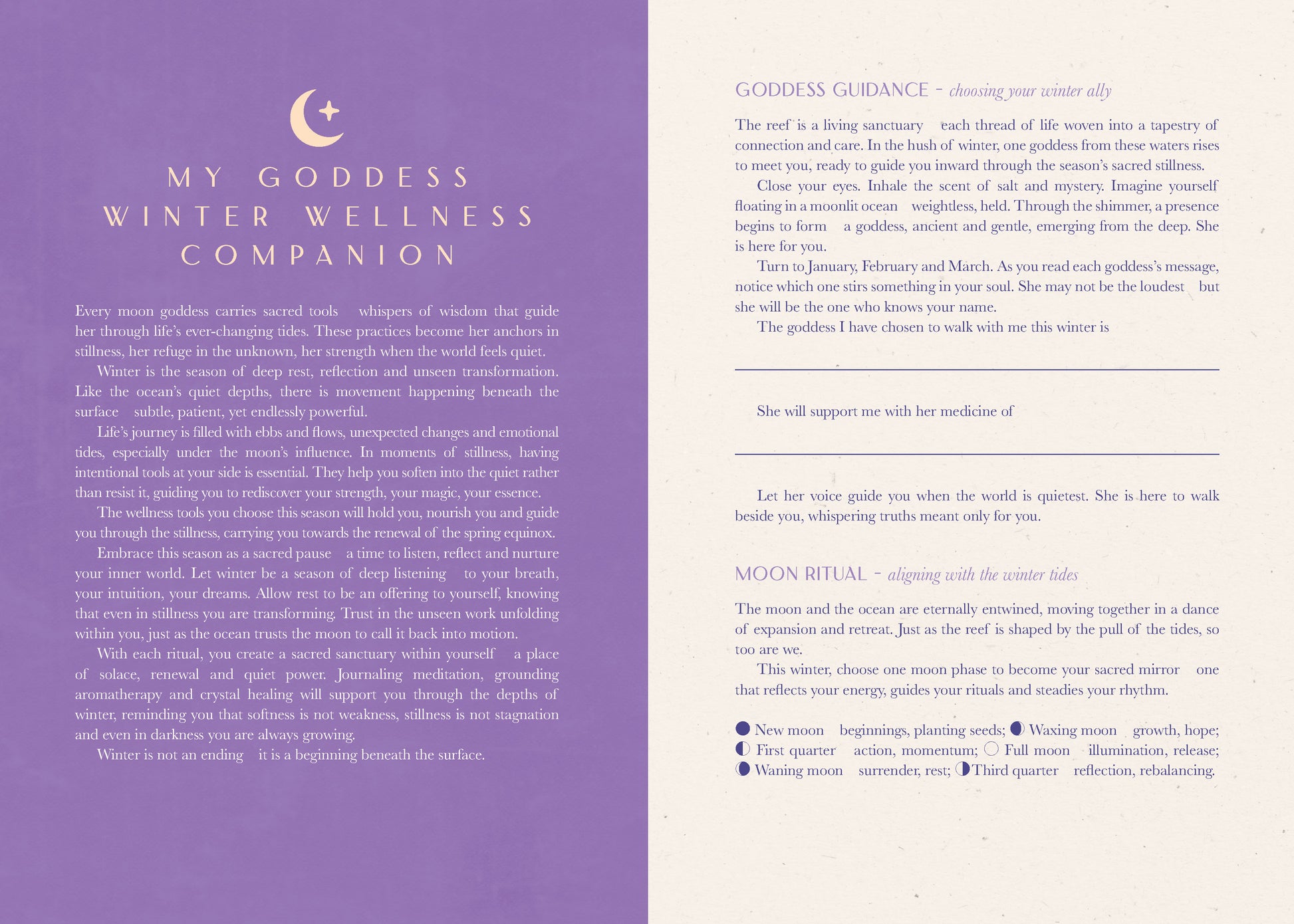 Diary page exert titled My Goddess Winter Wellness Companion 