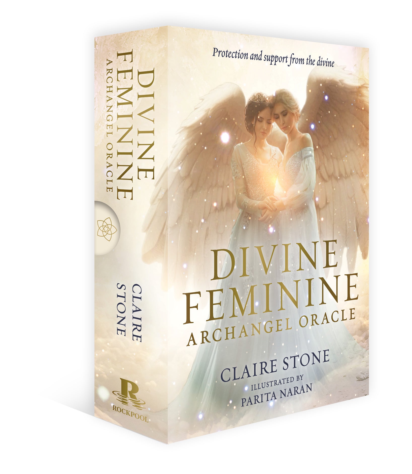 Book titled 'Divine Feminine Archangel Oracle' by Claire Stone on a white background