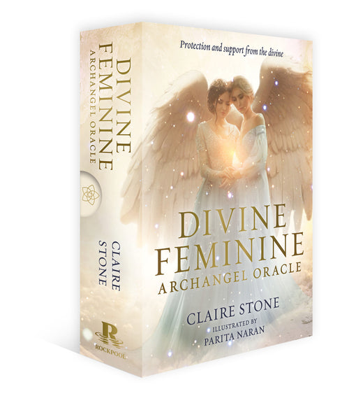 Book titled 'Divine Feminine Archangel Oracle' by Claire Stone on a white background
