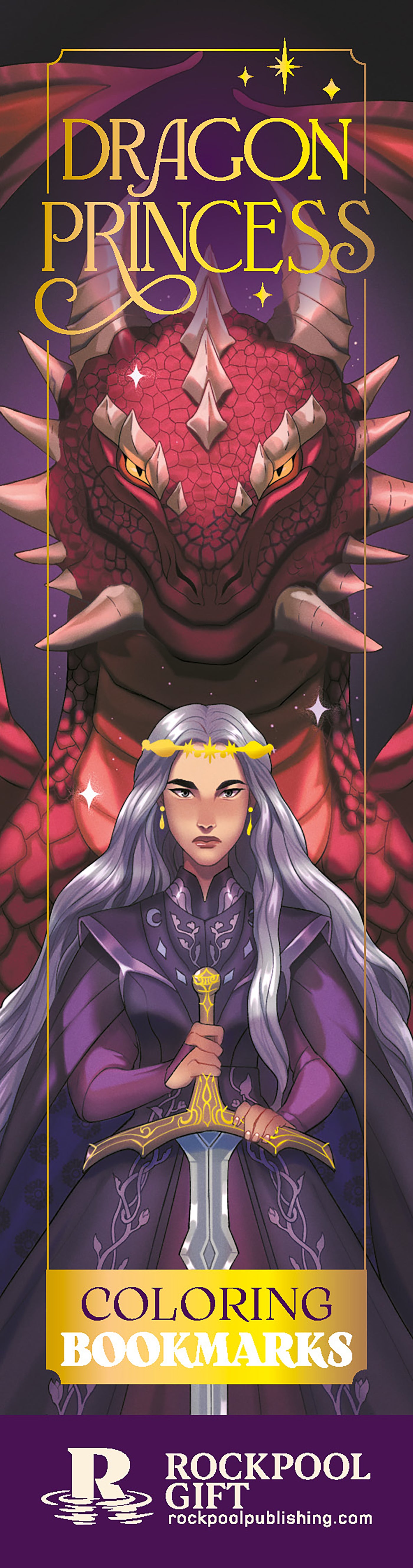 Coloring bookmarks featuring a dragon princess design with vibrant colors.