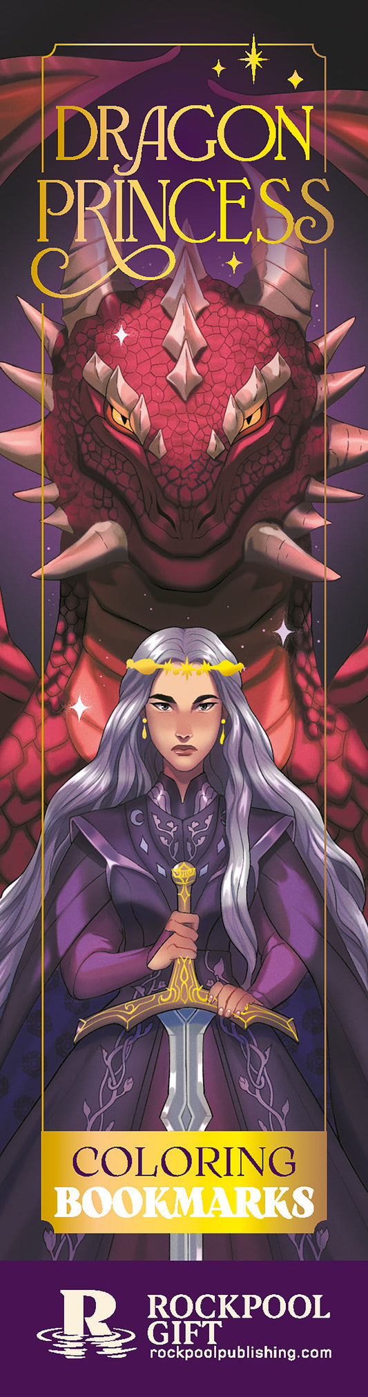 Coloring bookmarks featuring a dragon princess design with vibrant colors.