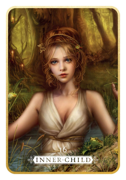 Illustration of a woman with nature-themed elements, labeled 'Inner Child'.