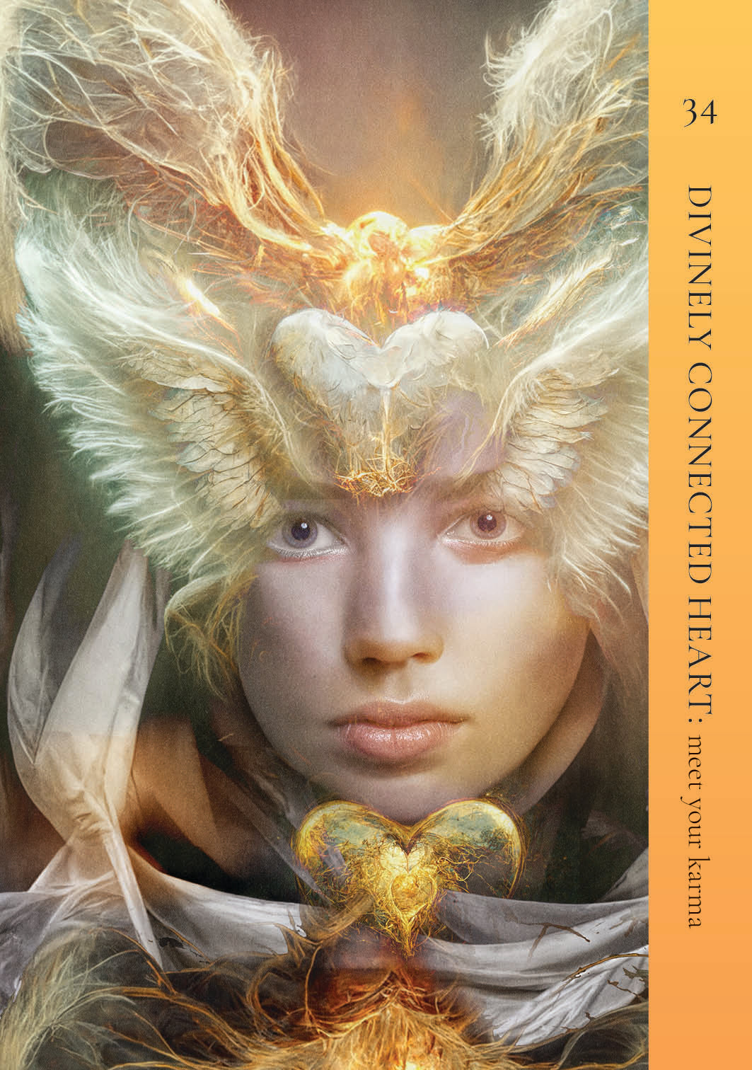 Fictional character with angelic wings and golden heart emblem on a book cover