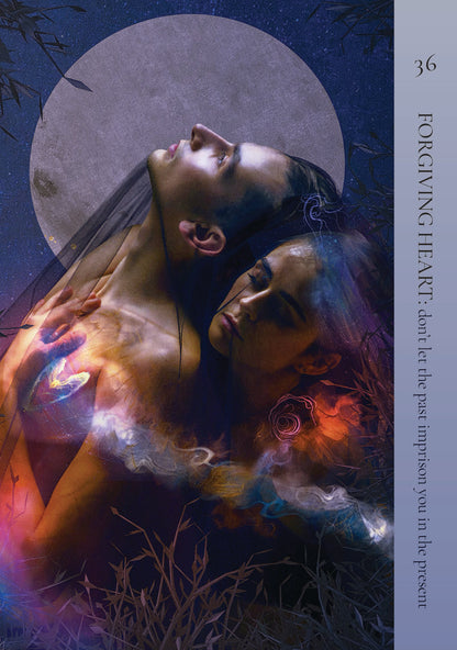 Two people embracing under a large moon with a motivational quote on a dark blue background.
