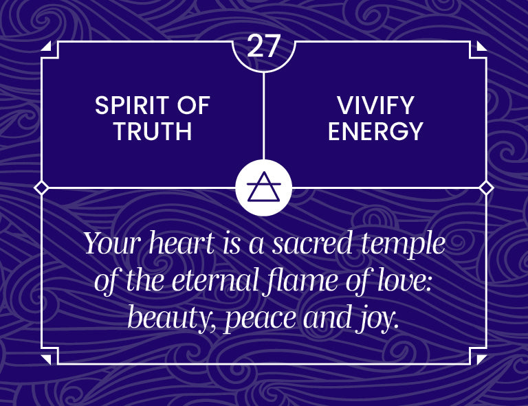 Blue background with text and symbols related to 'Spirit of Truth' and 'Vivify Energy'.