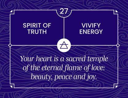 Blue background with text and symbols related to 'Spirit of Truth' and 'Vivify Energy'.