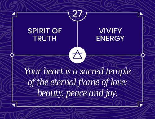 Blue background with text and symbols related to 'Spirit of Truth' and 'Vivify Energy'.