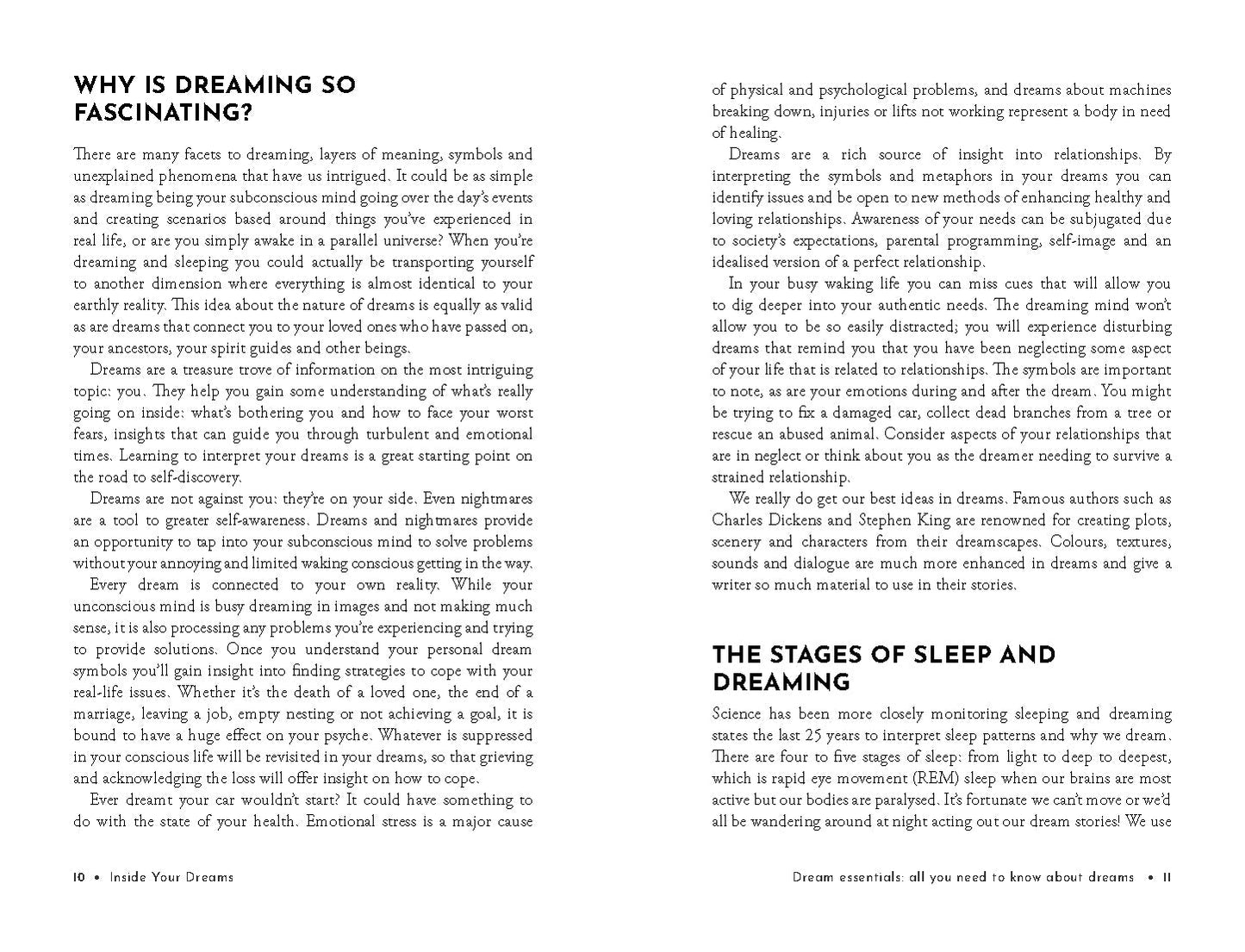 Book page with text on dreaming and sleep stages