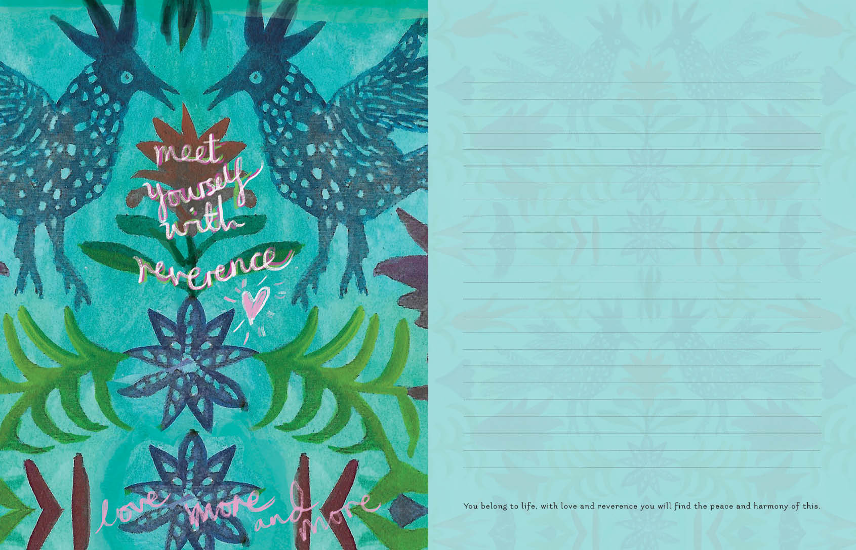 Notebook with deer illustrations and text on a blue background