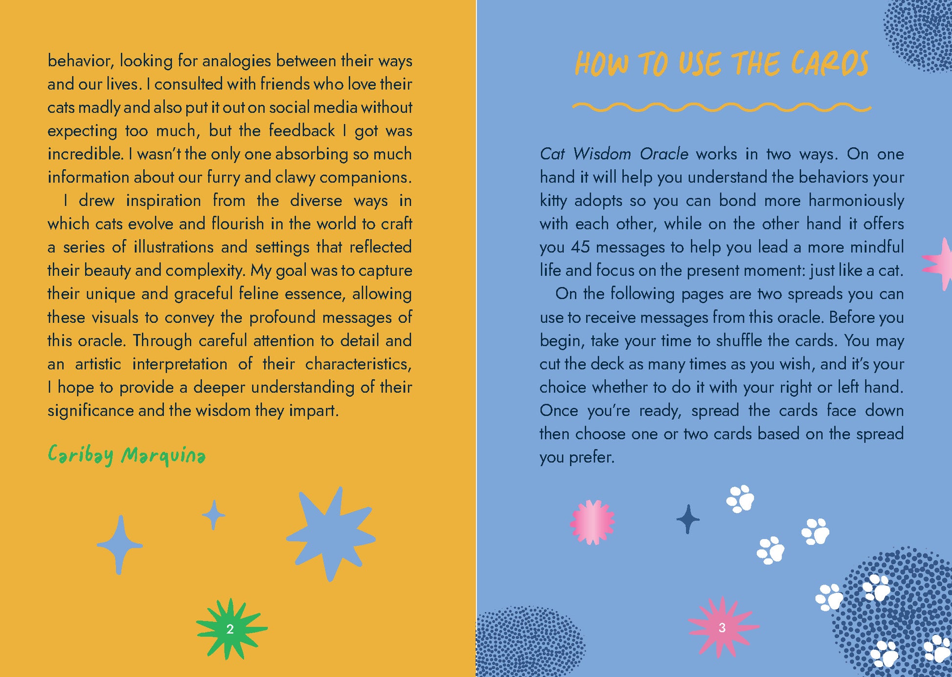 Instructions on how to use oracle cards with colorful illustrations and text.