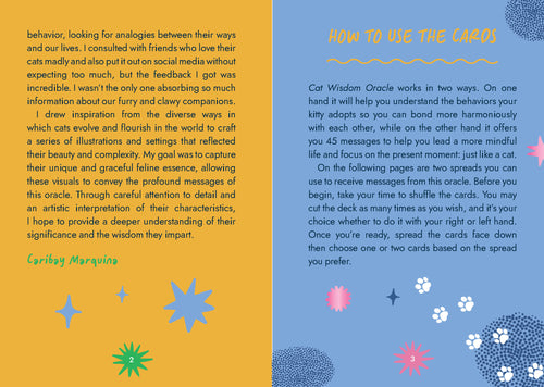 Instructions on how to use oracle cards with colorful illustrations and text.