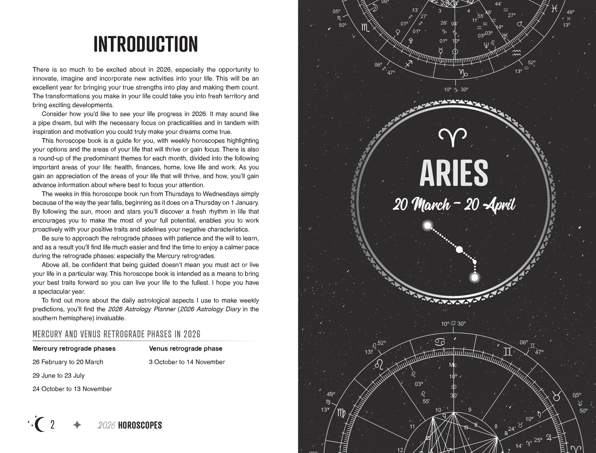 Aries zodiac sign with astrological symbols on a black background