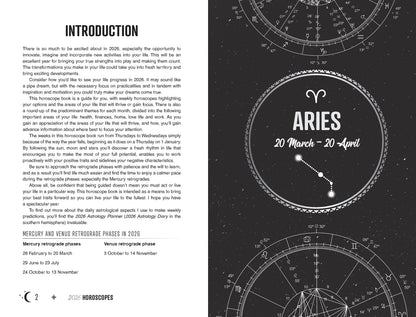 Aries zodiac sign with astrological symbols on a black background