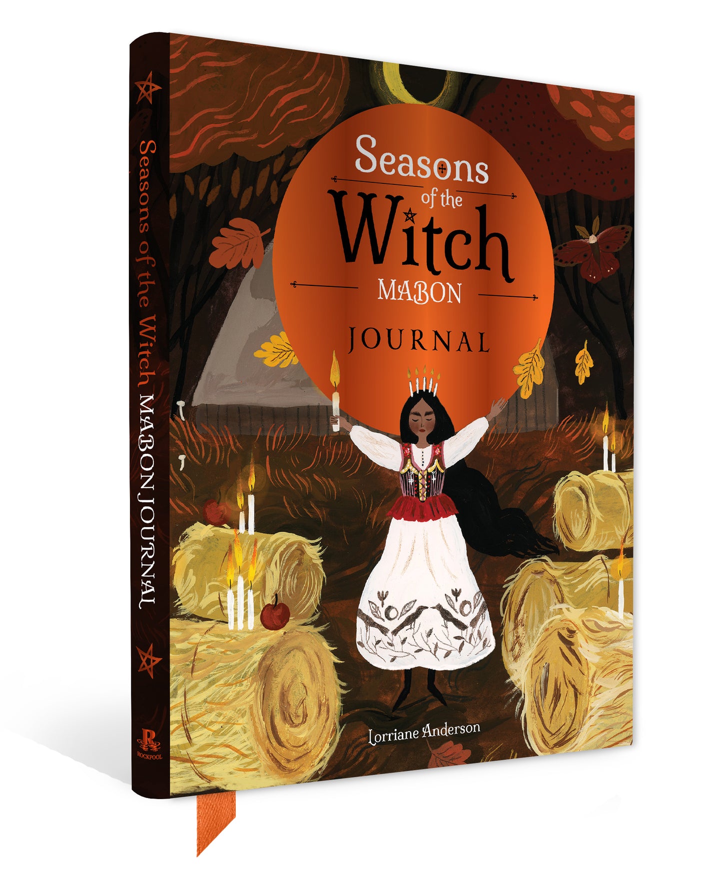 Journal titled 'Seasons of the Witch Mabon' with an illustration of a person in traditional attire.