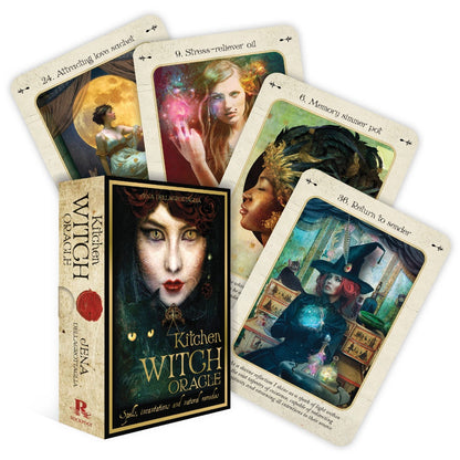 Kitchen Witch Oracle cards with a box on a white background