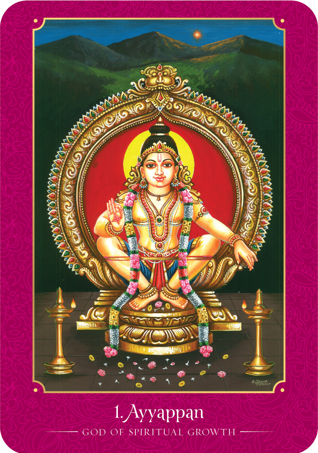God of spiritual growth on a colorful background with decorative elements