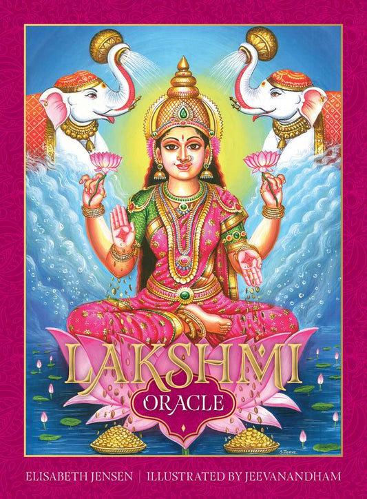 Lakshmi Oracle book cover with goddess Lakshmi illustration on a purple background