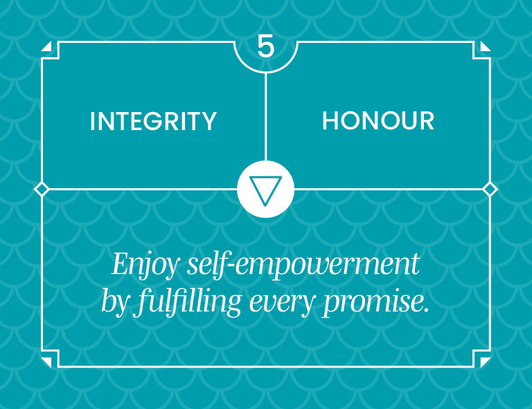 Motivational quote on a teal background with 'Integrity' and 'Honour' at the top.