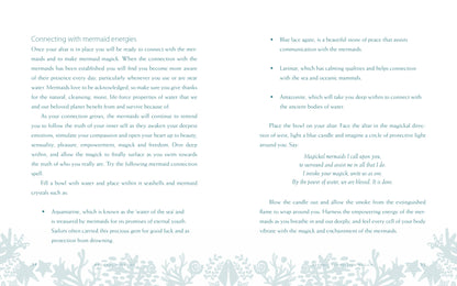 Text document with instructions on connecting with mermaid energy, featuring decorative elements.