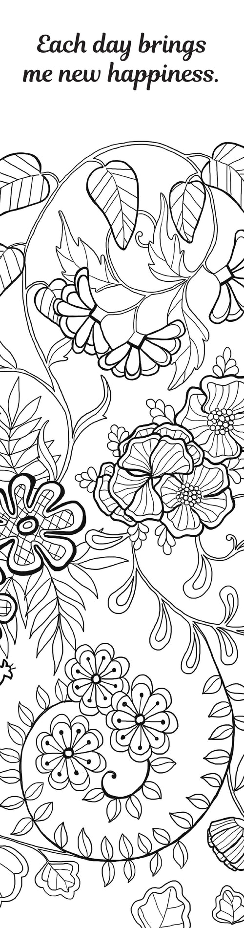 Floral design with text 'Each day brings me new happiness.'
