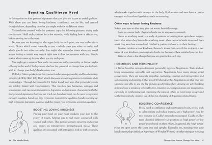 Page from a book or magazine with text and illustrations on boosting qualities, including a person and a diagram.