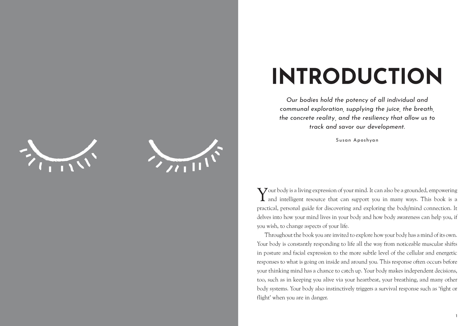 Book page with introduction text and minimalistic design