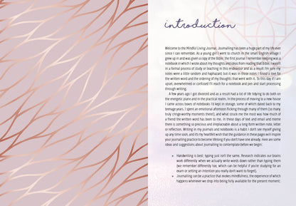 Journal with an introduction text on a decorative page