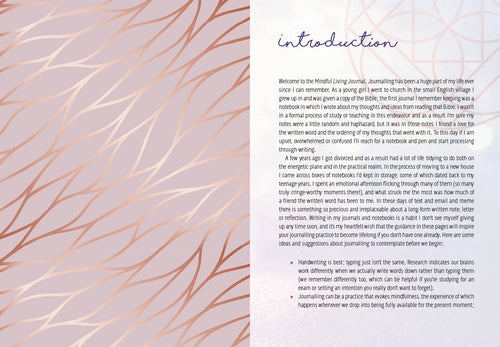 Journal with an introduction text on a decorative page