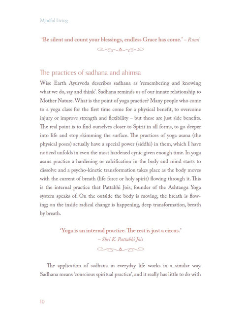 Text on a white background with a quote and discussion of yoga practices.