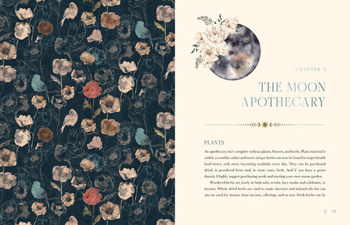 Floral patterned page with text on a dark background