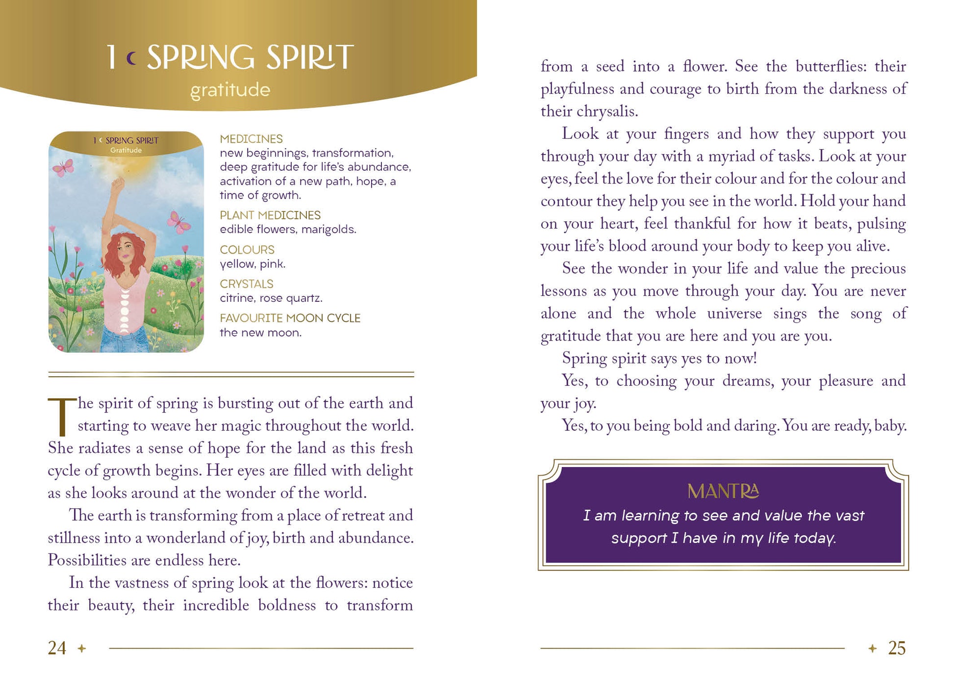 Page from a book titled 'Spring Spirit' with text and illustrations on a white background.