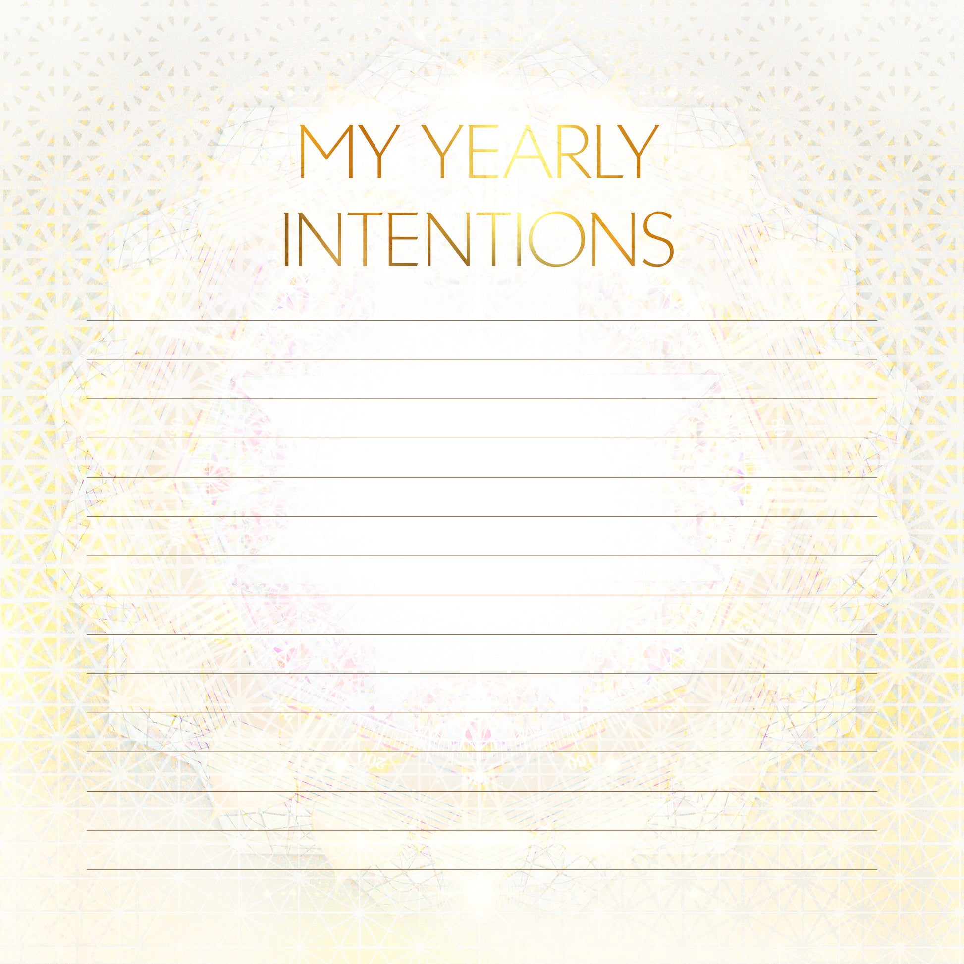 Notebook page with 'My Yearly Intentions' text on a light background