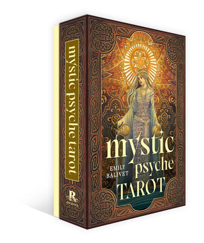 Mystic Psyche Tarot box with intricate design and text on a white background