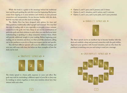 Instructions for tarot card spreads on a textured beige background