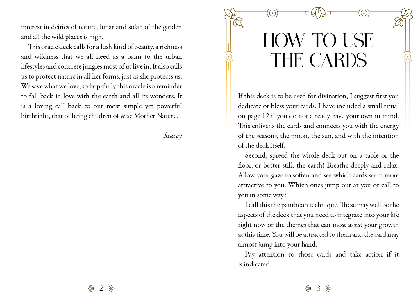 Instructions on how to use oracle cards with text and decorative elements.