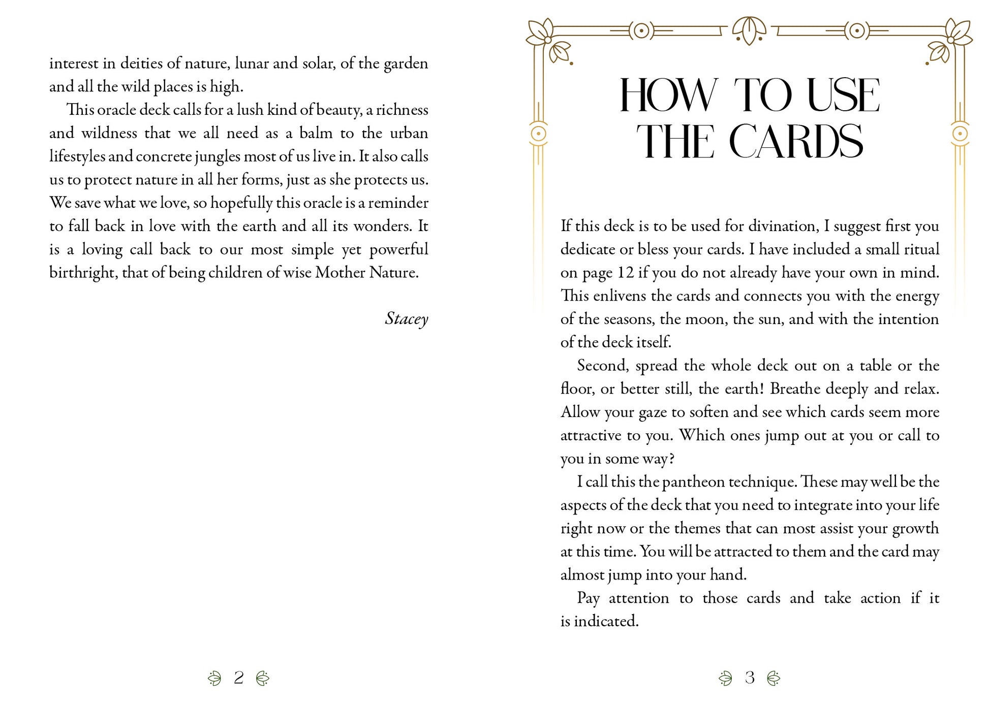 Instructions on how to use oracle cards with text and decorative elements.