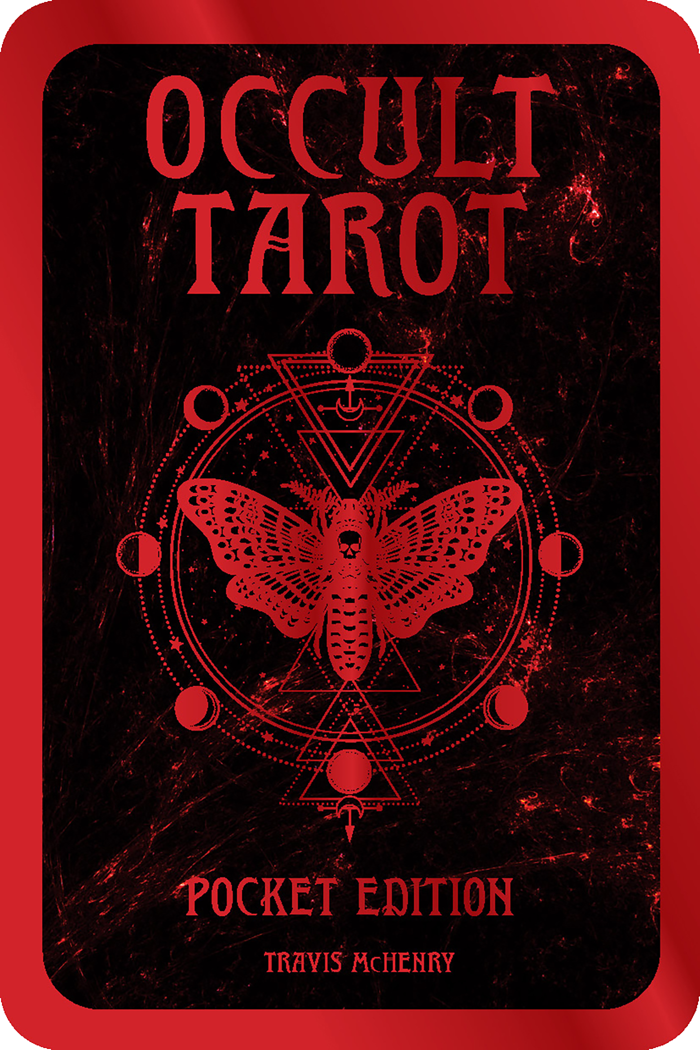 Book cover of 'Occult Tarot' with red text and butterfly design on a dark background