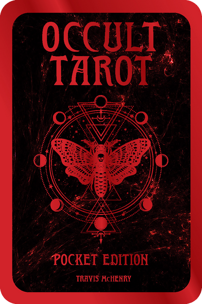 Book cover of 'Occult Tarot' with red text and butterfly design on a dark background